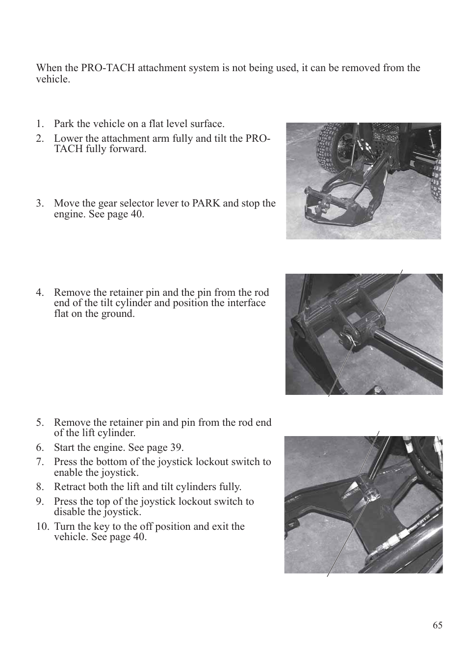 Attachment arm, Removing and installing (models hd and hd | Polaris 2014 BRUTUS Owner's Manual User Manual | Page 67 / 136