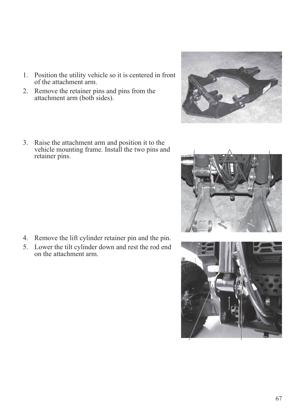 Attachment arm, Removing and installing (models hd and hd | Polaris 2014 BRUTUS Owner's Manual User Manual | Page 69 / 136