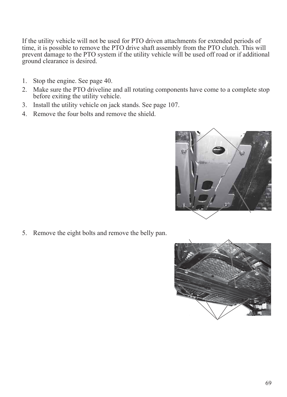 Pto system, Removing and installing pto shafts (models hd | Polaris 2014 BRUTUS Owner's Manual User Manual | Page 71 / 136