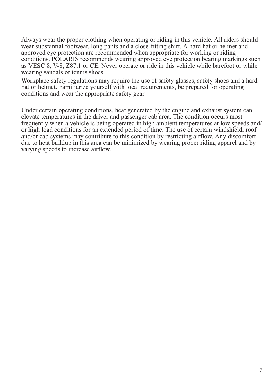 Safety, Safe riding gear | Polaris 2014 BRUTUS Owner's Manual User Manual | Page 9 / 136