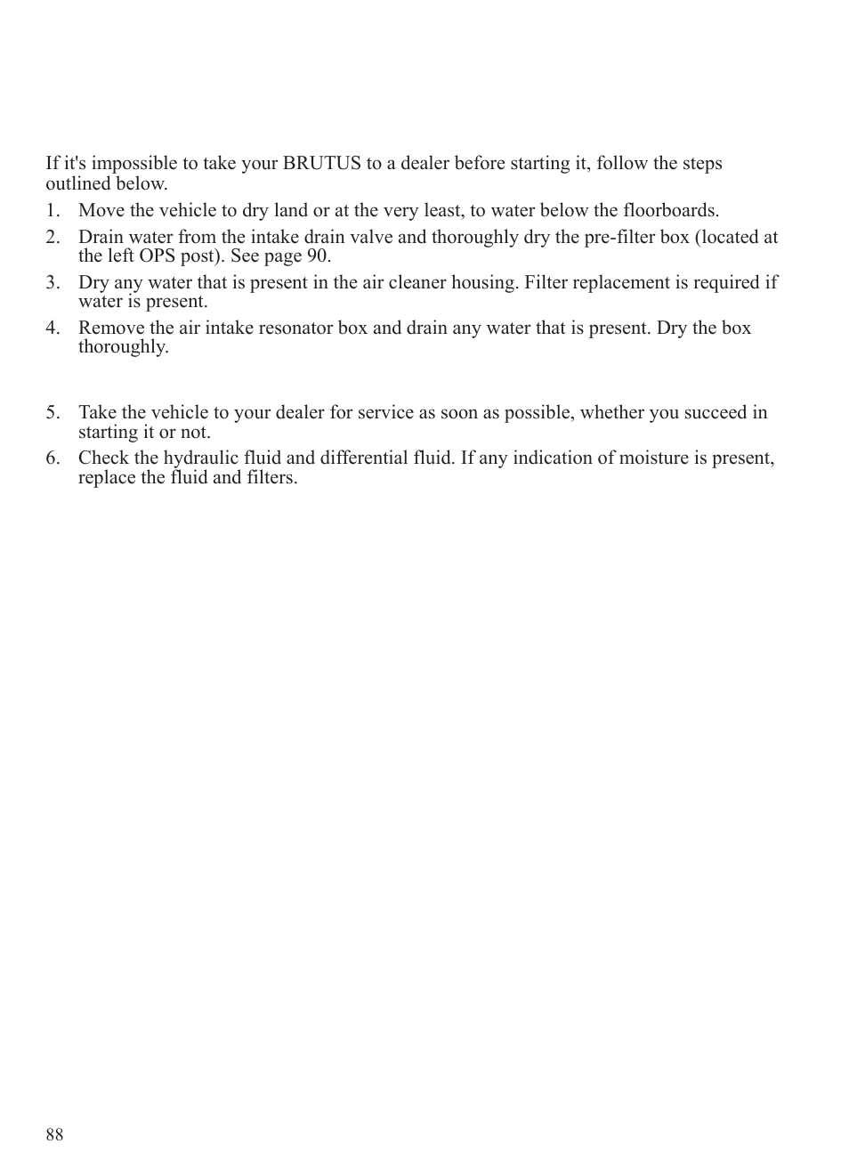 Maintenance, Vehicle immersion | Polaris 2014 BRUTUS Owner's Manual User Manual | Page 90 / 136