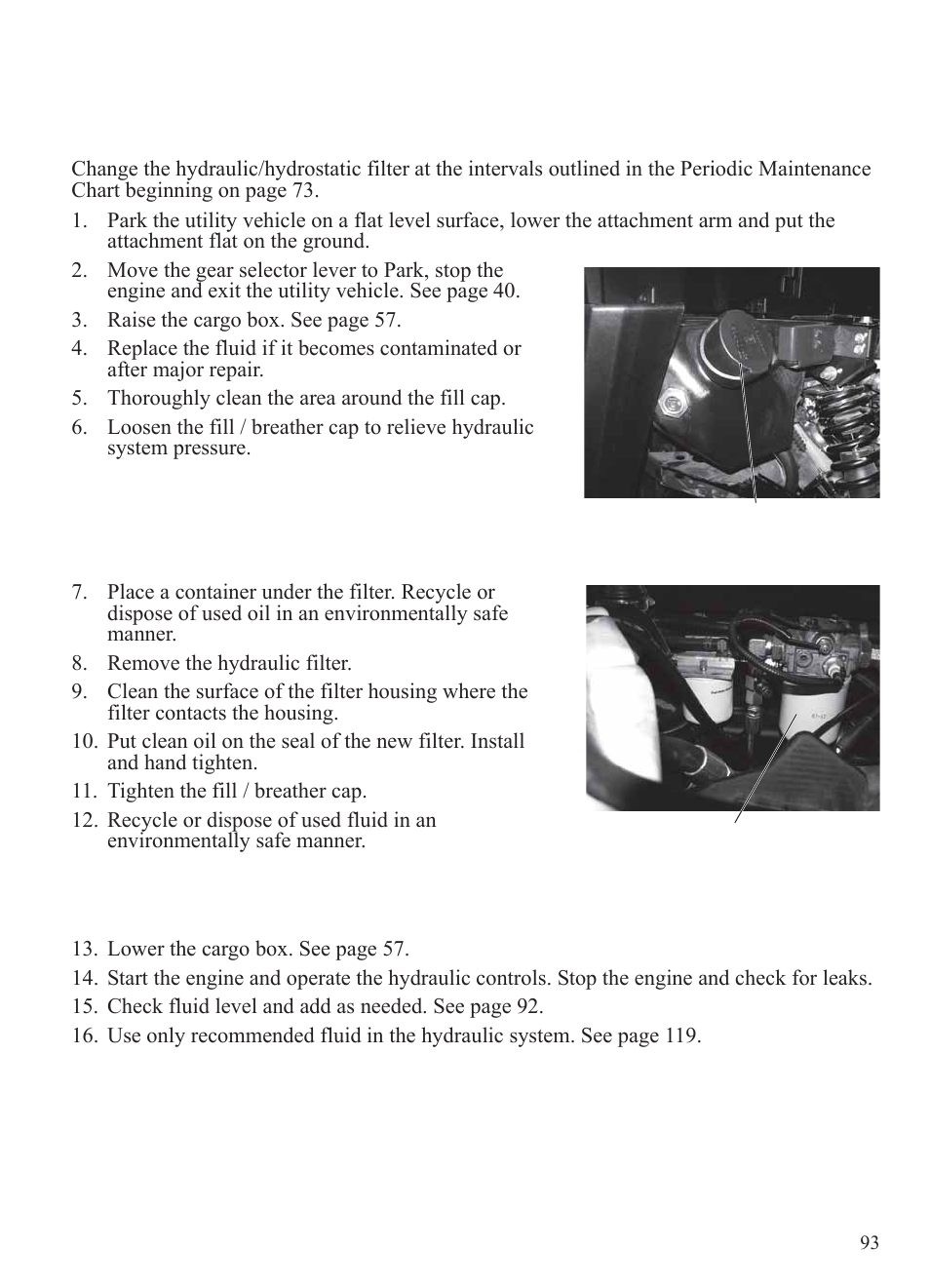 Maintenance, Hydraulic/hydrostatic system | Polaris 2014 BRUTUS Owner's Manual User Manual | Page 95 / 136