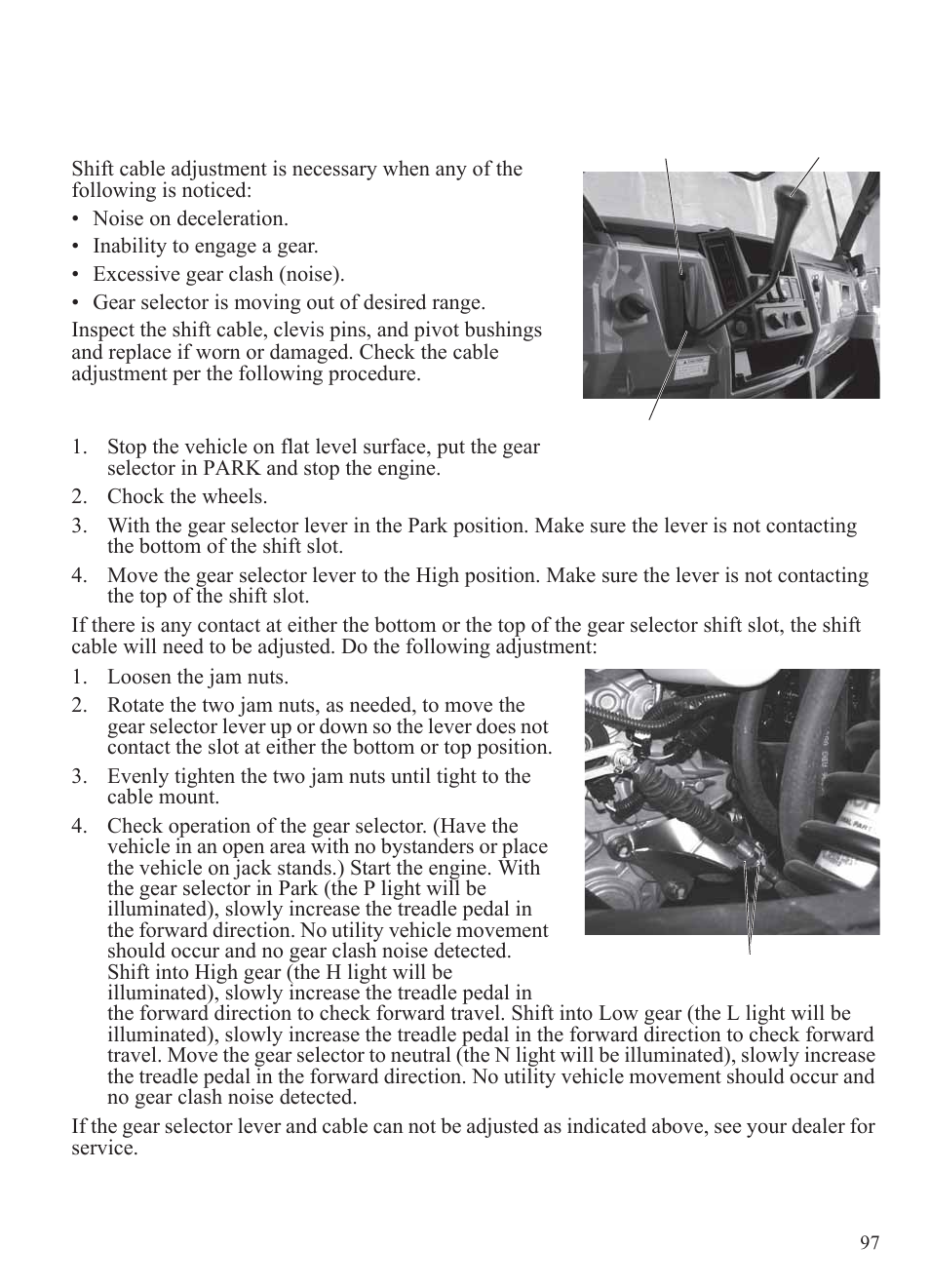 Maintenance, Shift cable adjustment | Polaris 2014 BRUTUS Owner's Manual User Manual | Page 99 / 136