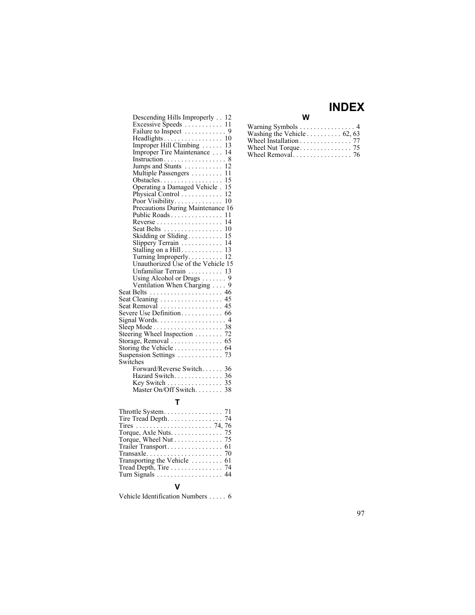 Index | Polaris 2011 Breeze User Manual | Page 100 / 100