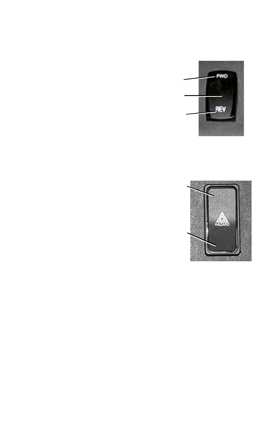 Features and controls, Switches, Forward/reverse switch | Forward, Hazard switch, If so equipped), Hazards on | Polaris 2011 Breeze User Manual | Page 39 / 100