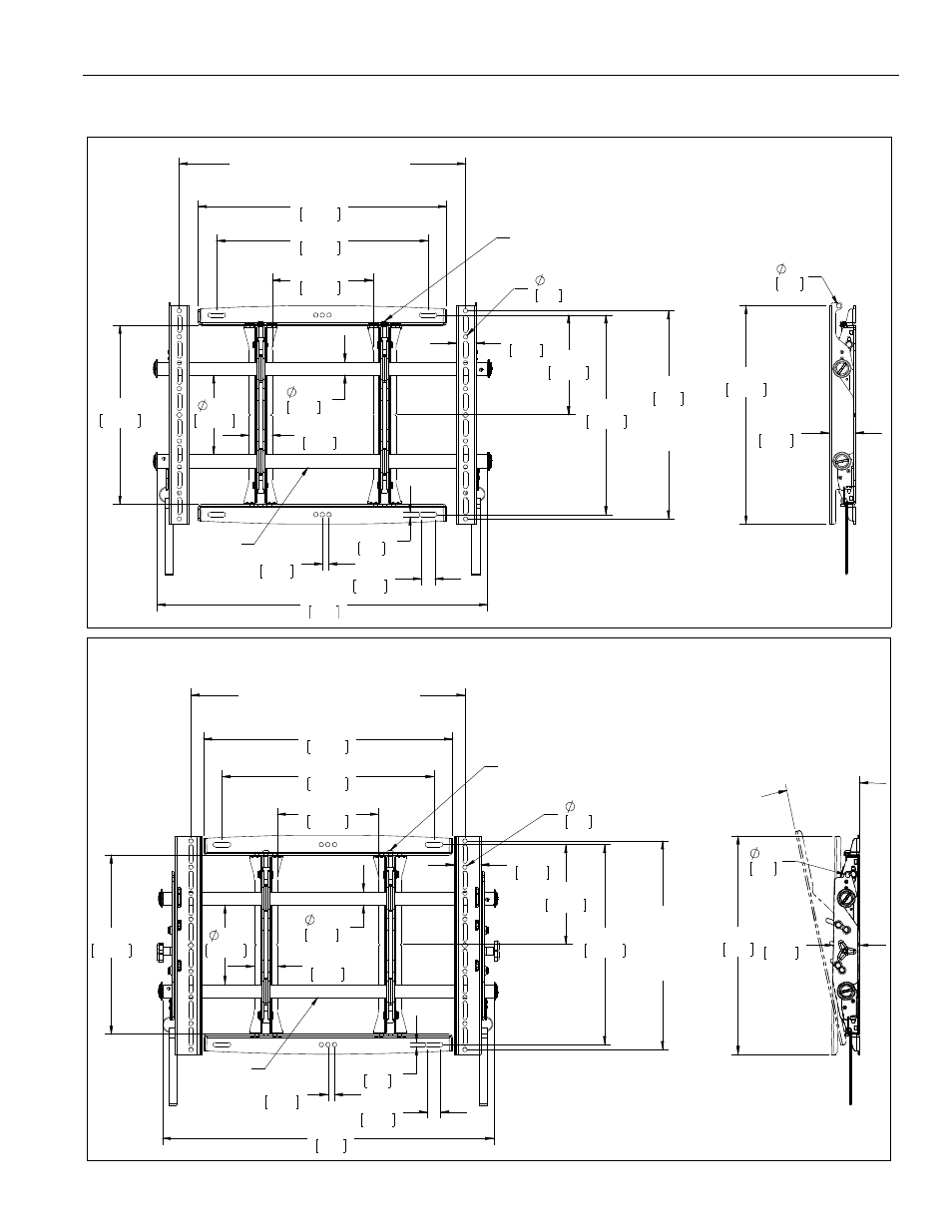 Dimensions mtm, Installation instructions msm/mtm series 3 | Chief Manufacturing MTM User Manual | Page 3 / 12
