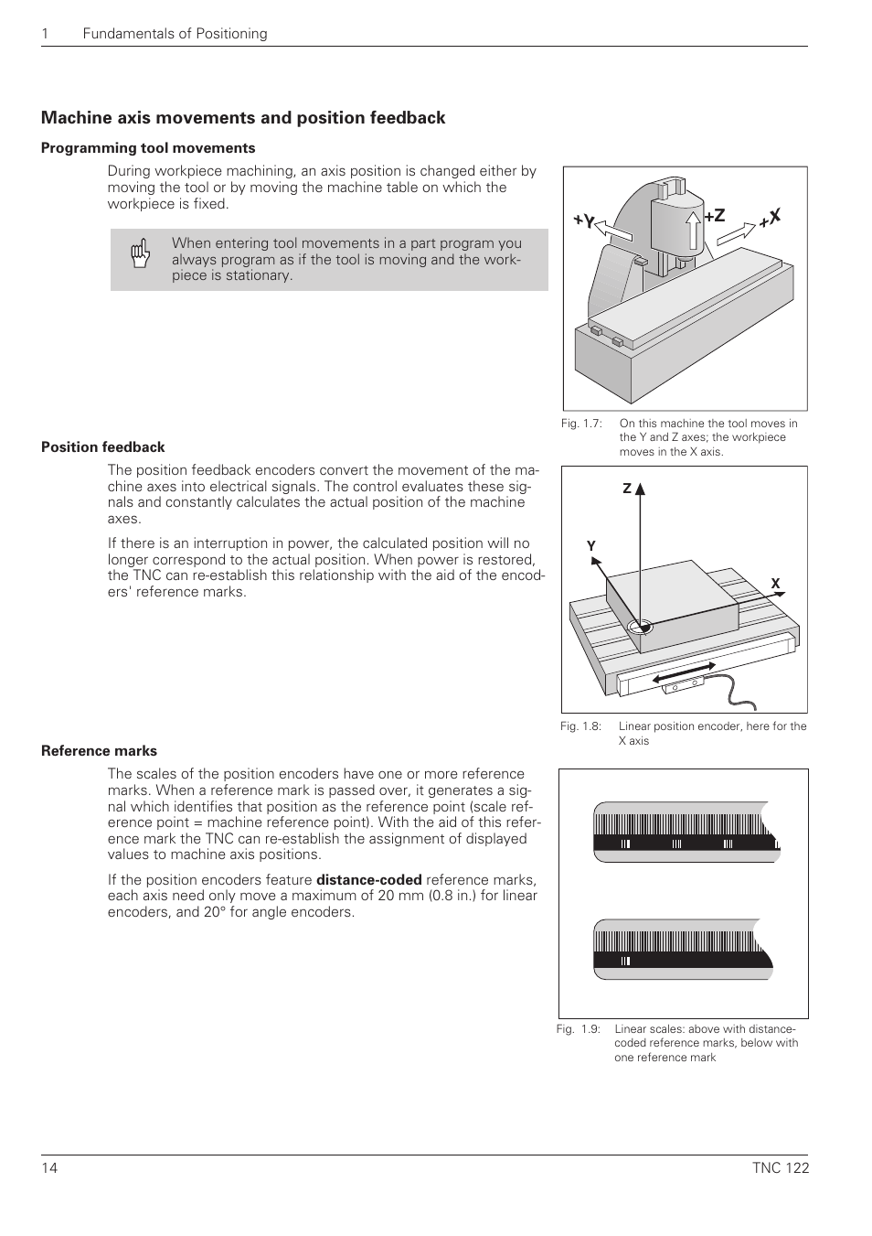 Machine axis movements and position feedback, X +z +y | HEIDENHAIN TNC 122 User Manual User Manual | Page 14 / 63