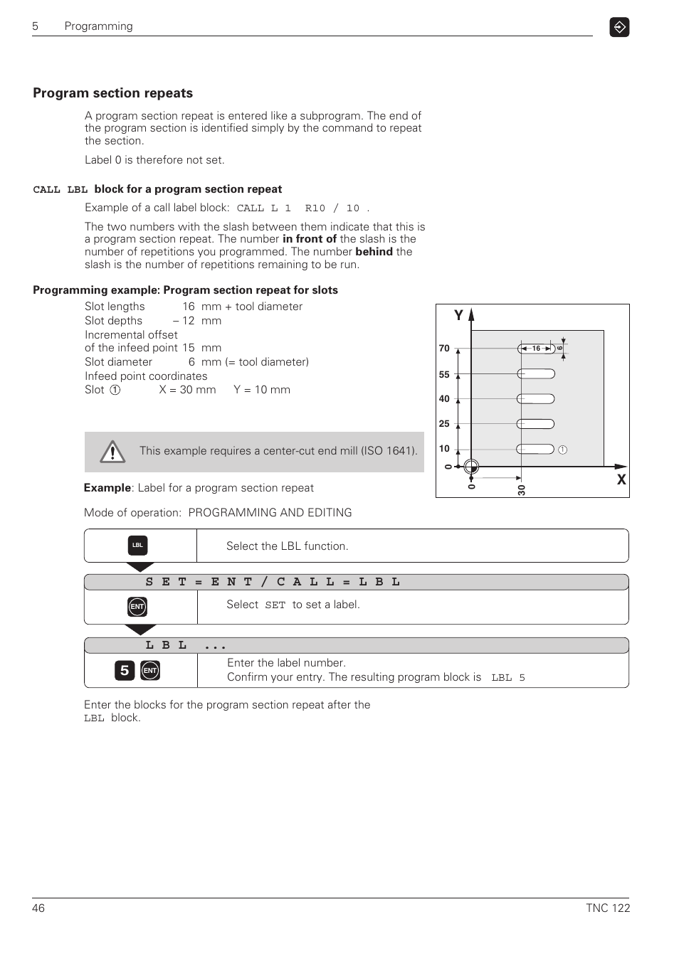 Program section repeats, L b l | HEIDENHAIN TNC 122 User Manual User Manual | Page 46 / 63