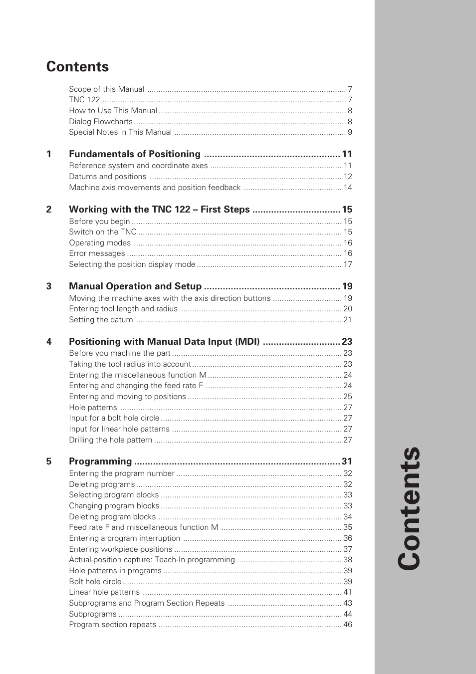 HEIDENHAIN TNC 122 User Manual User Manual | Page 5 / 63