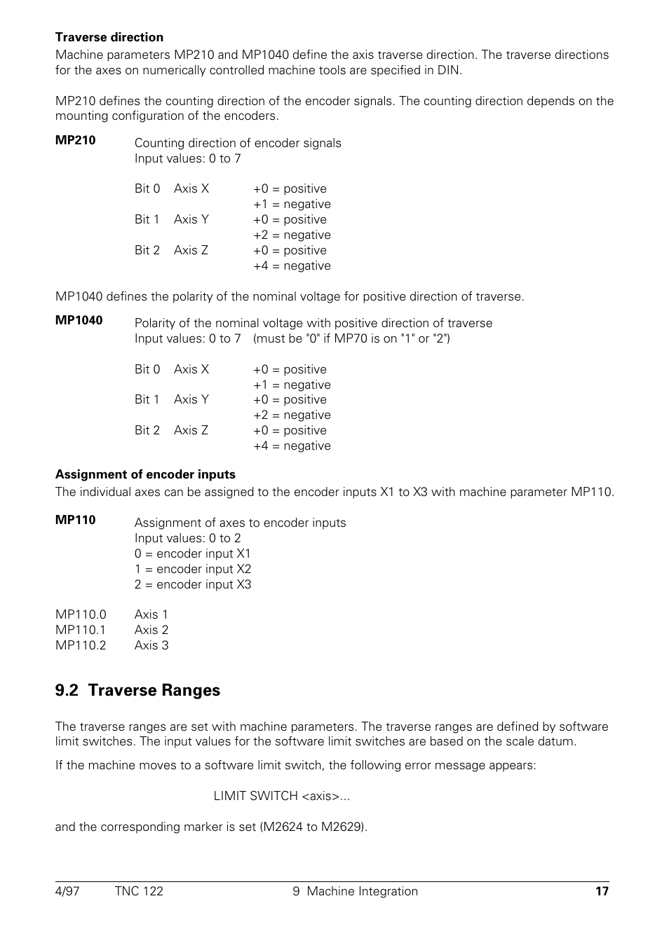 Traverse ranges, 2 traverse ranges | HEIDENHAIN TNC 122 Technical Manual User Manual | Page 18 / 70