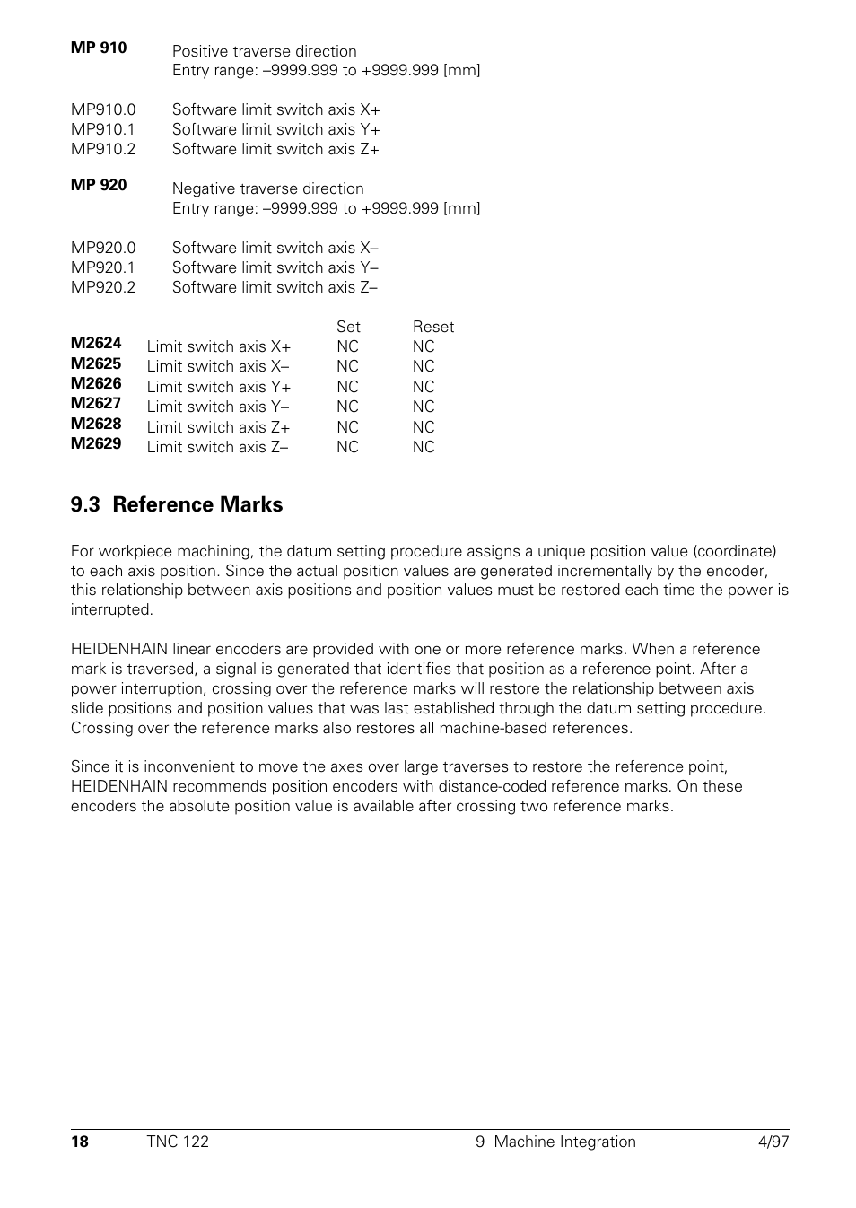 Reference marks, 3 reference marks | HEIDENHAIN TNC 122 Technical Manual User Manual | Page 19 / 70