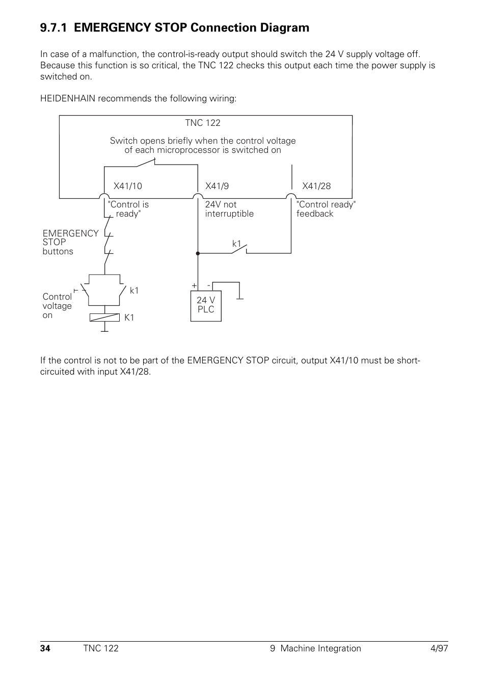 1 emergency stop connection diagram | HEIDENHAIN TNC 122 Technical Manual User Manual | Page 35 / 70