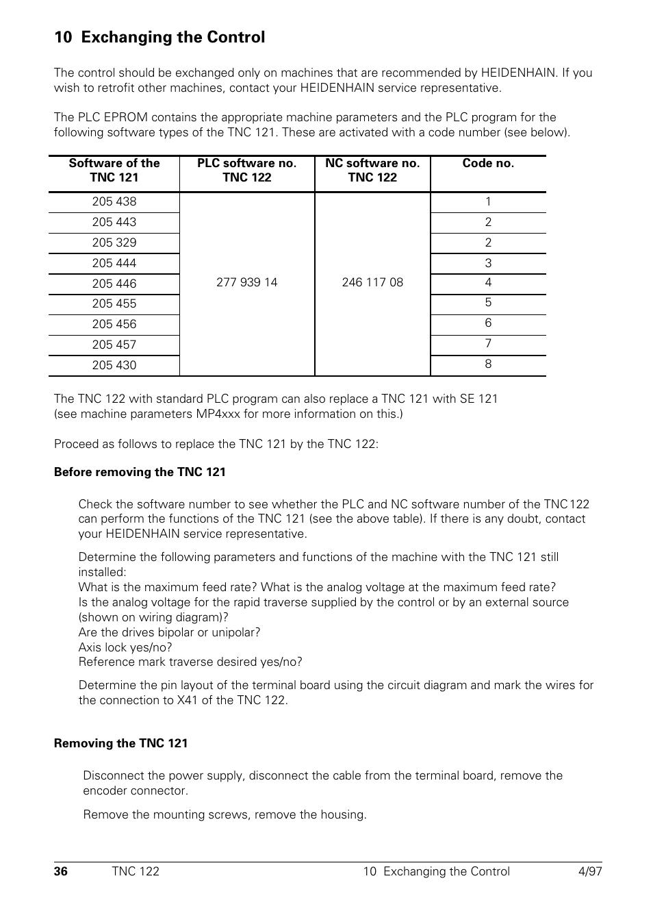Exchanging the control, 10 exchanging the control | HEIDENHAIN TNC 122 Technical Manual User Manual | Page 37 / 70