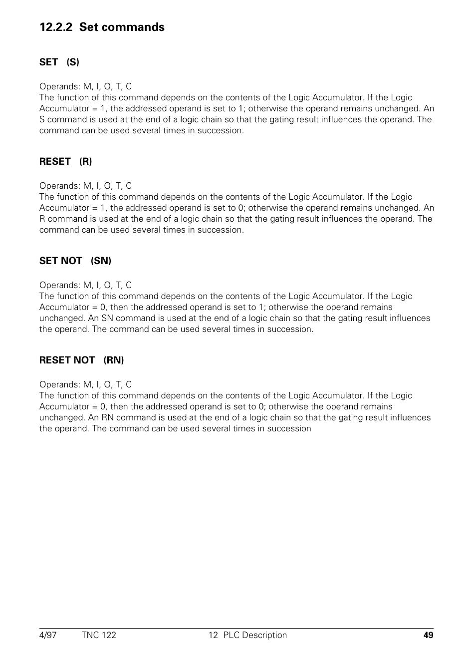 Set commands, 2 set commands | HEIDENHAIN TNC 122 Technical Manual User Manual | Page 50 / 70