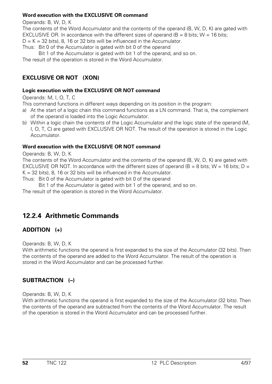 Arithmetic commands, 4 arithmetic commands | HEIDENHAIN TNC 122 Technical Manual User Manual | Page 53 / 70