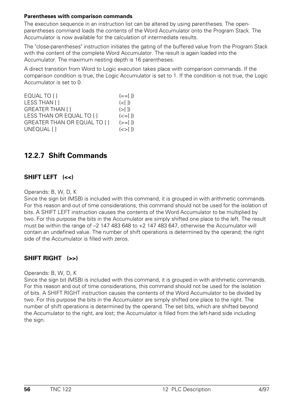 Shift commands, 7 shift commands | HEIDENHAIN TNC 122 Technical Manual User Manual | Page 57 / 70