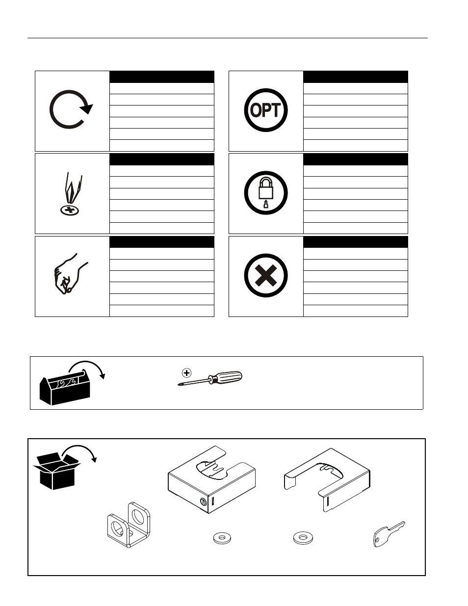 Legend tools required for installation parts | Chief Manufacturing PL2 User Manual | Page 4 / 8