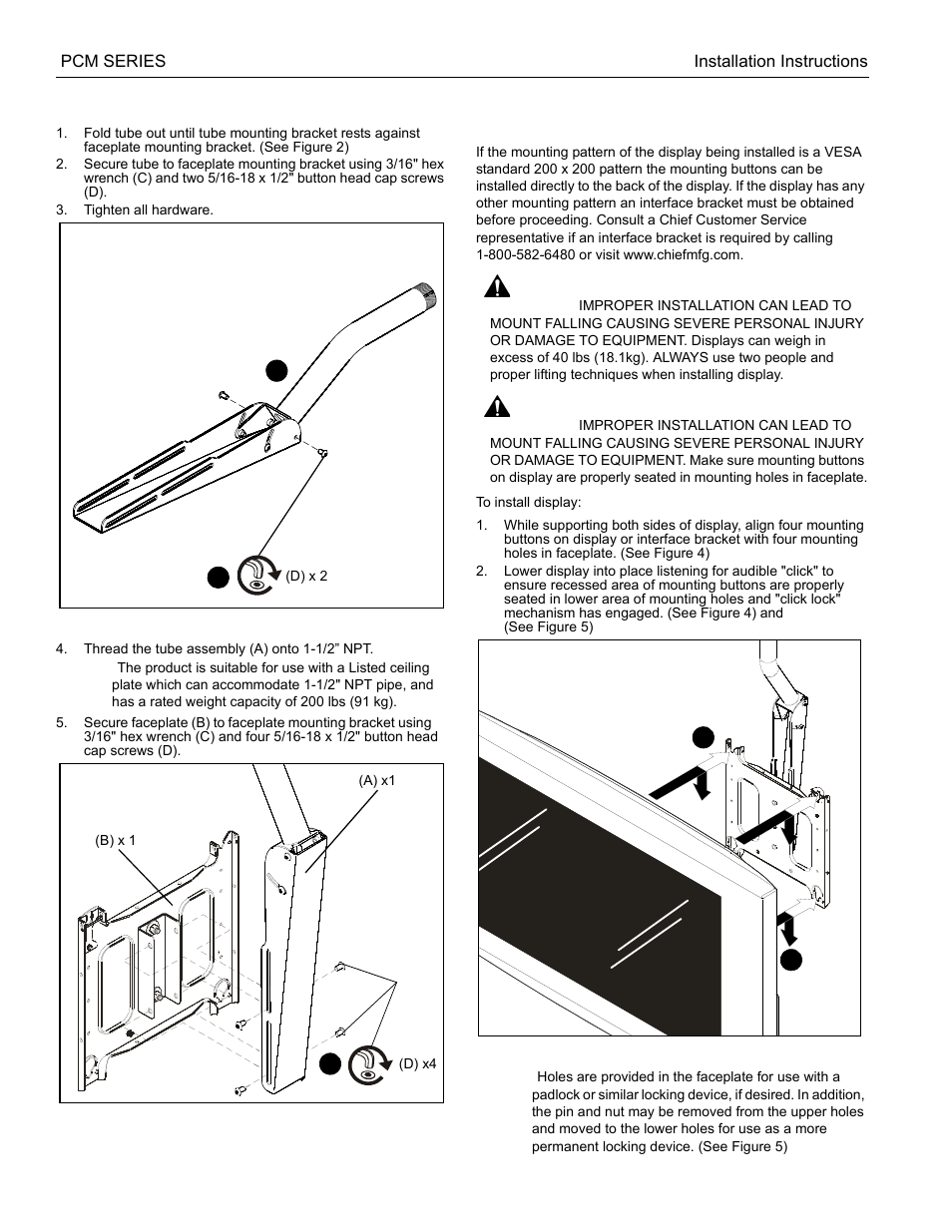 Mount assembly and installation | Chief Manufacturing PCM Series User Manual | Page 4 / 8