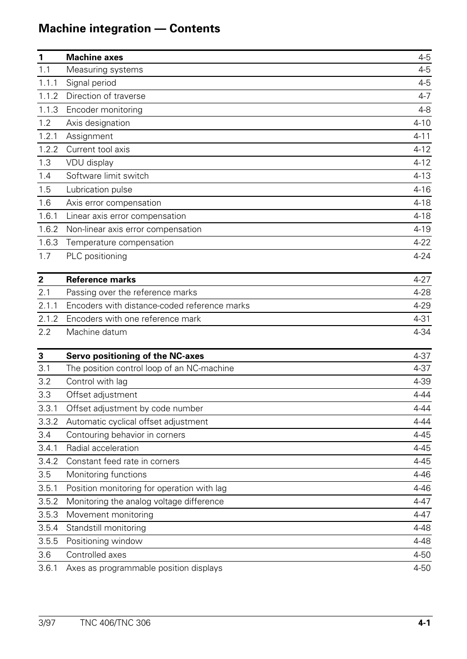 Machine integration, Machine integration — contents 4 | HEIDENHAIN TNC 306 Technical Manual User Manual | Page 101 / 510