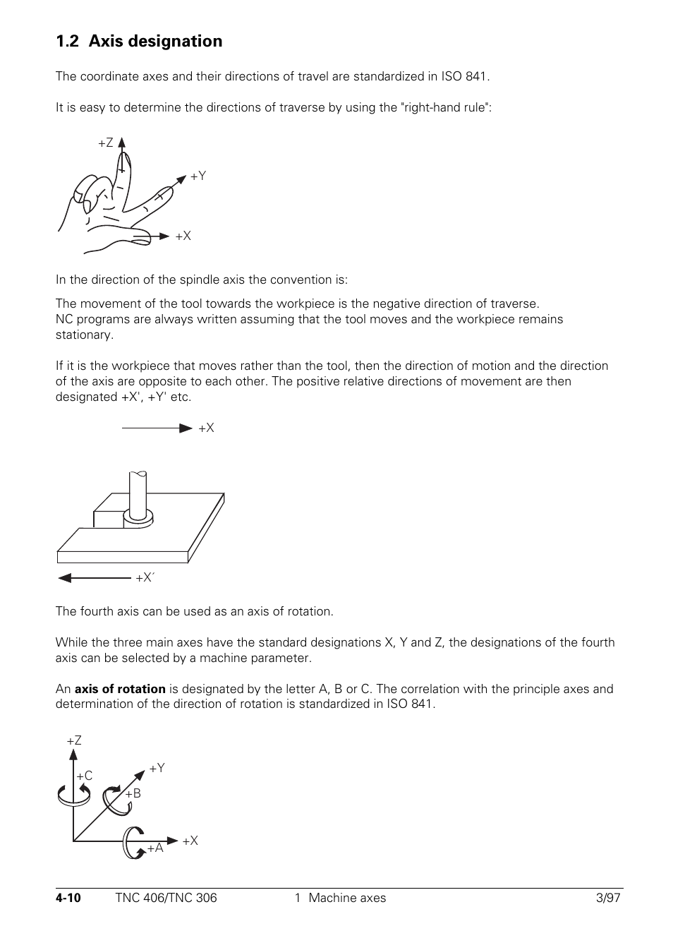 Axis designation, 2 axis designation | HEIDENHAIN TNC 306 Technical Manual User Manual | Page 110 / 510