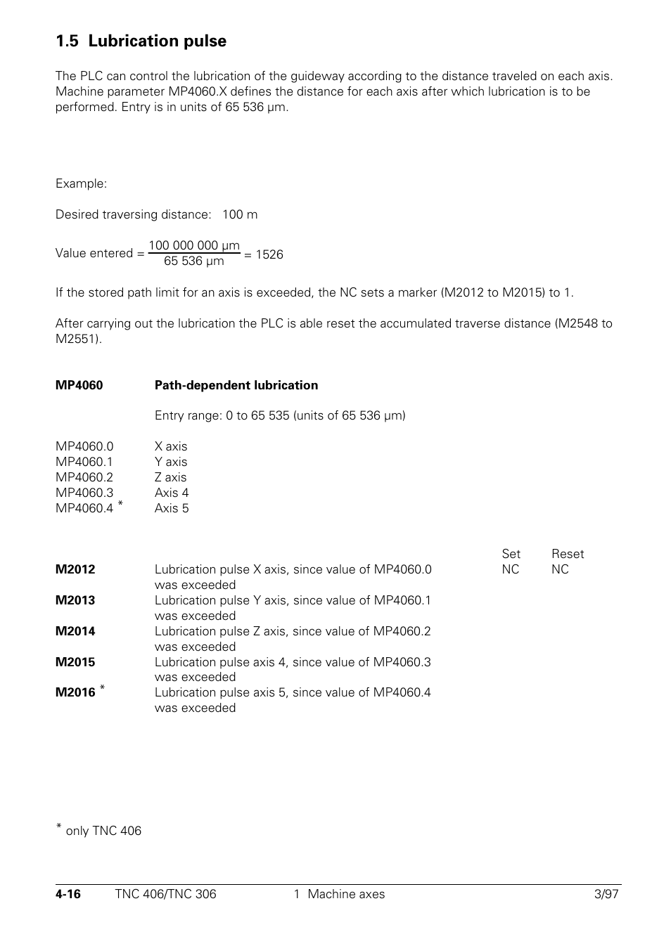 Lubrication pulse, 5 lubrication pulse | HEIDENHAIN TNC 306 Technical Manual User Manual | Page 116 / 510