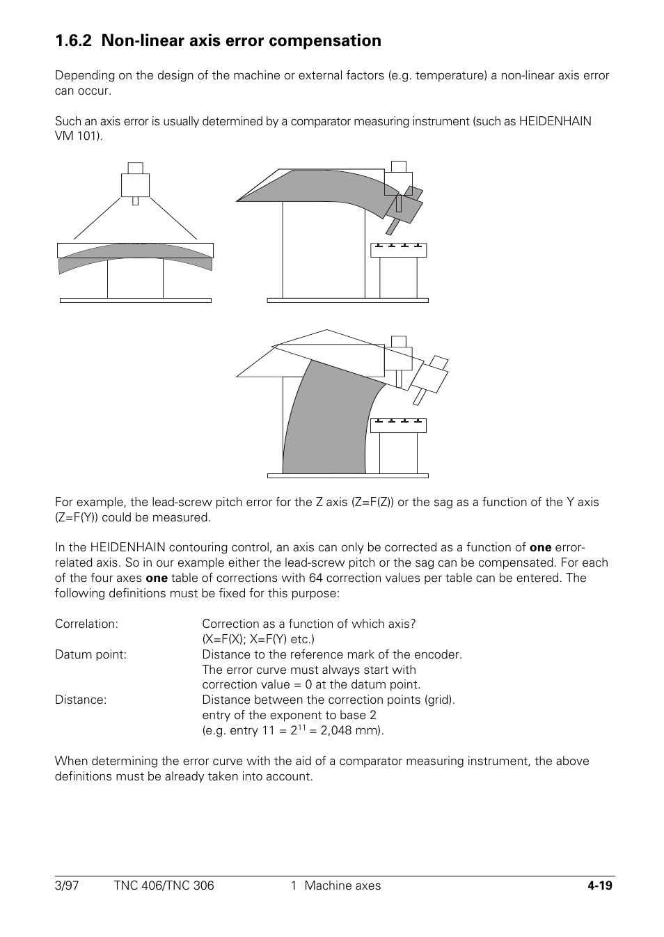 2 non-linear axis error compensation | HEIDENHAIN TNC 306 Technical Manual User Manual | Page 119 / 510