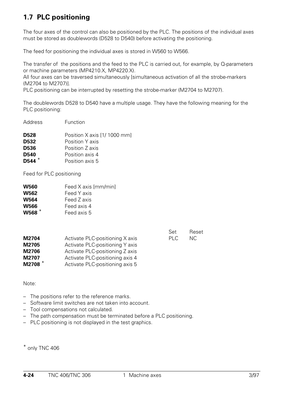 Plc positioning, 7 plc positioning | HEIDENHAIN TNC 306 Technical Manual User Manual | Page 124 / 510