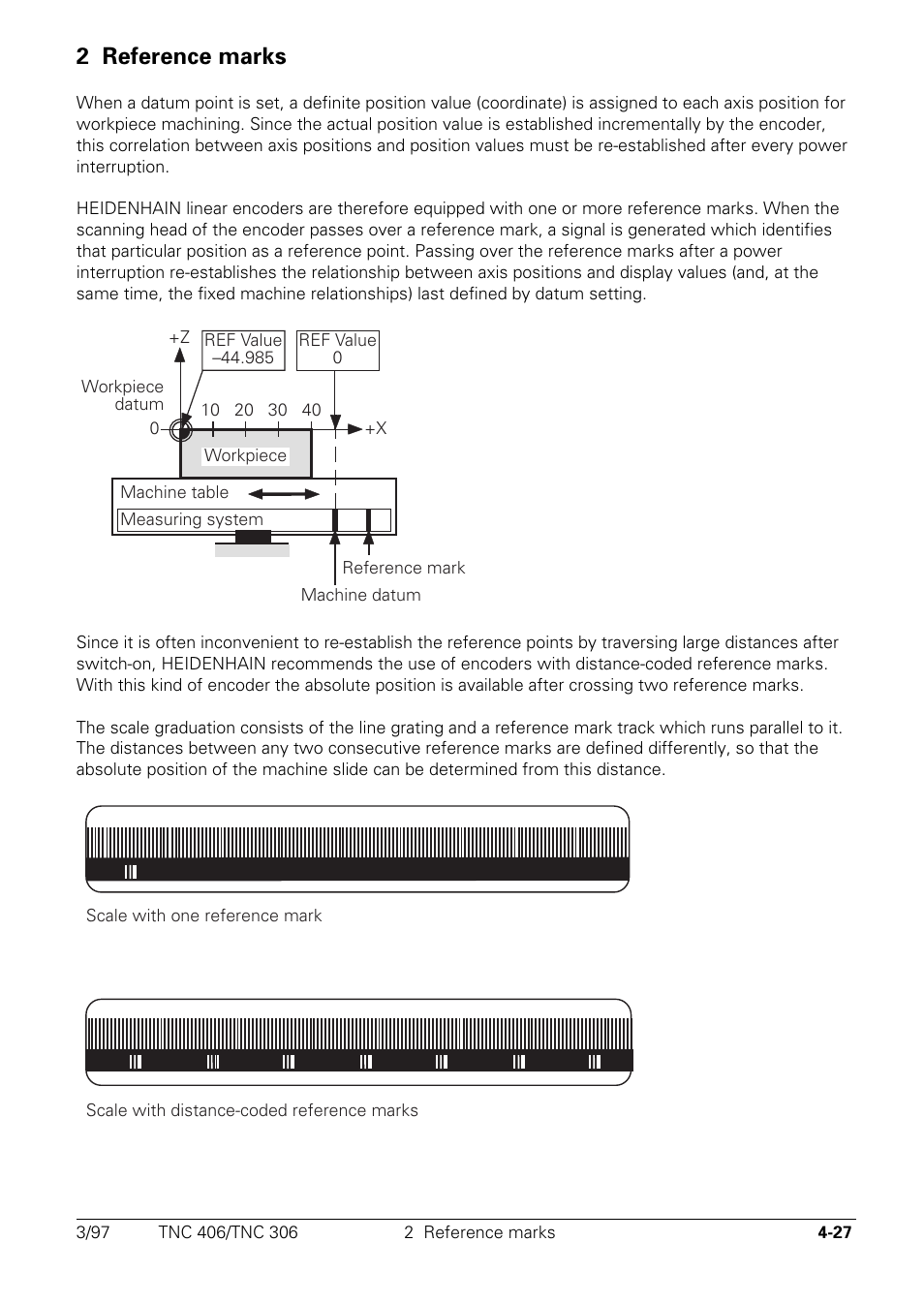 Reference marks, 2 reference marks | HEIDENHAIN TNC 306 Technical Manual User Manual | Page 127 / 510