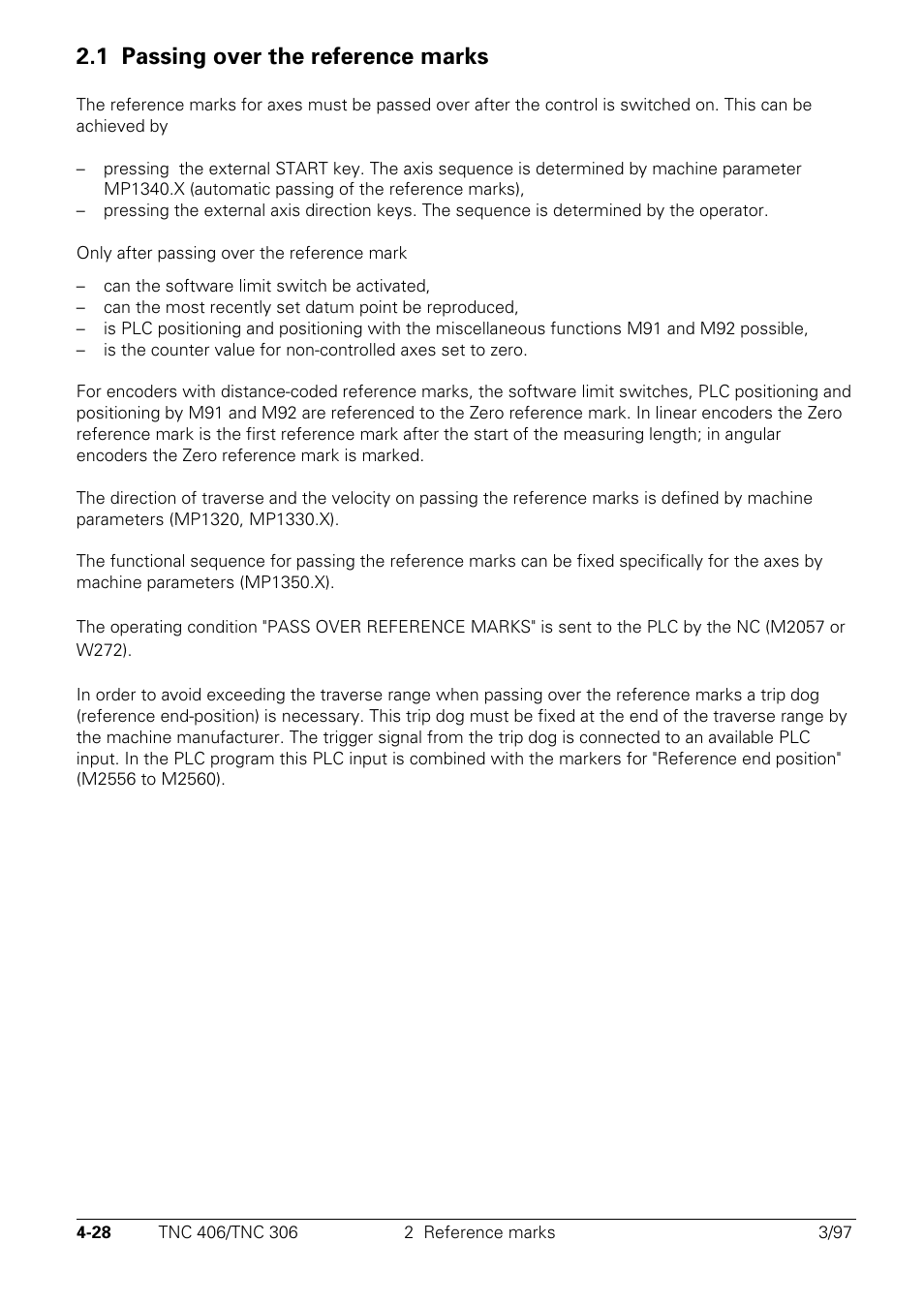 Passing over the reference marks, 1 passing over the reference marks | HEIDENHAIN TNC 306 Technical Manual User Manual | Page 128 / 510