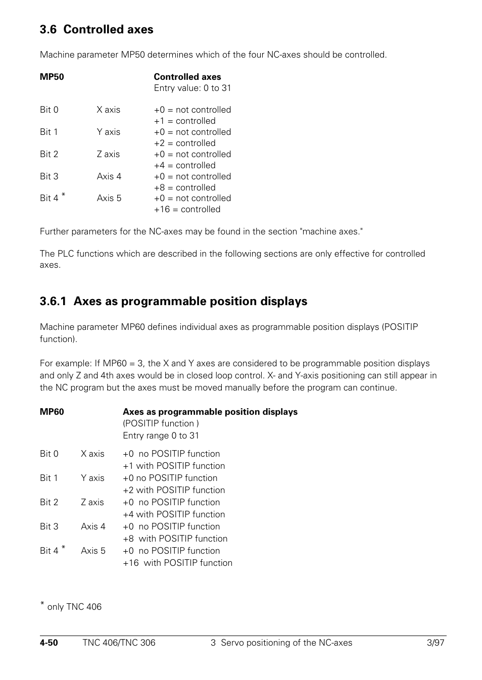 Controlled axes, 1 axes as programmable position displays, 6 controlled axes | HEIDENHAIN TNC 306 Technical Manual User Manual | Page 150 / 510