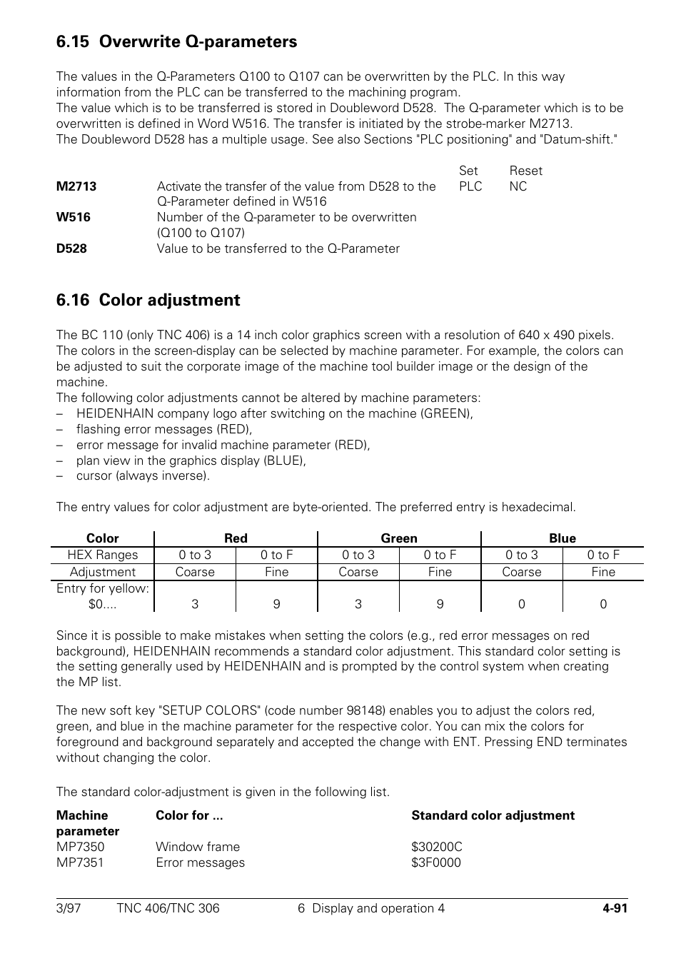 15 overwrite q-parameters, 16 color adjustment | HEIDENHAIN TNC 306 Technical Manual User Manual | Page 191 / 510