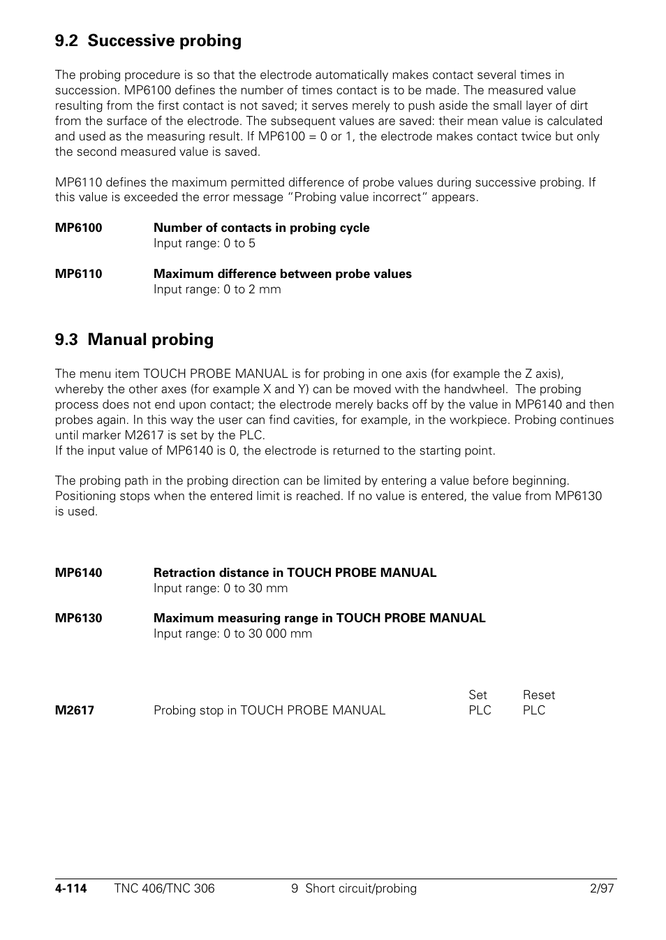 Successive probing, Manual probing, 2 successive probing | 3 manual probing | HEIDENHAIN TNC 306 Technical Manual User Manual | Page 214 / 510