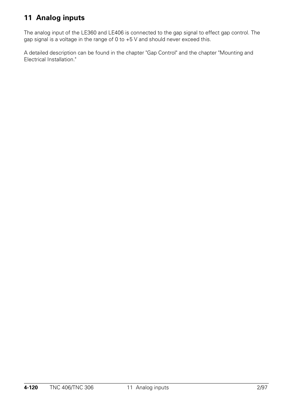 Analog inputs, 11 analog inputs | HEIDENHAIN TNC 306 Technical Manual User Manual | Page 220 / 510