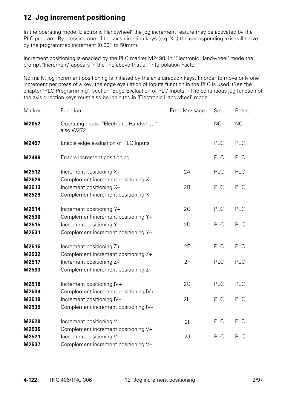 Jog increment positioning, 12 jog increment positioning | HEIDENHAIN TNC 306 Technical Manual User Manual | Page 222 / 510