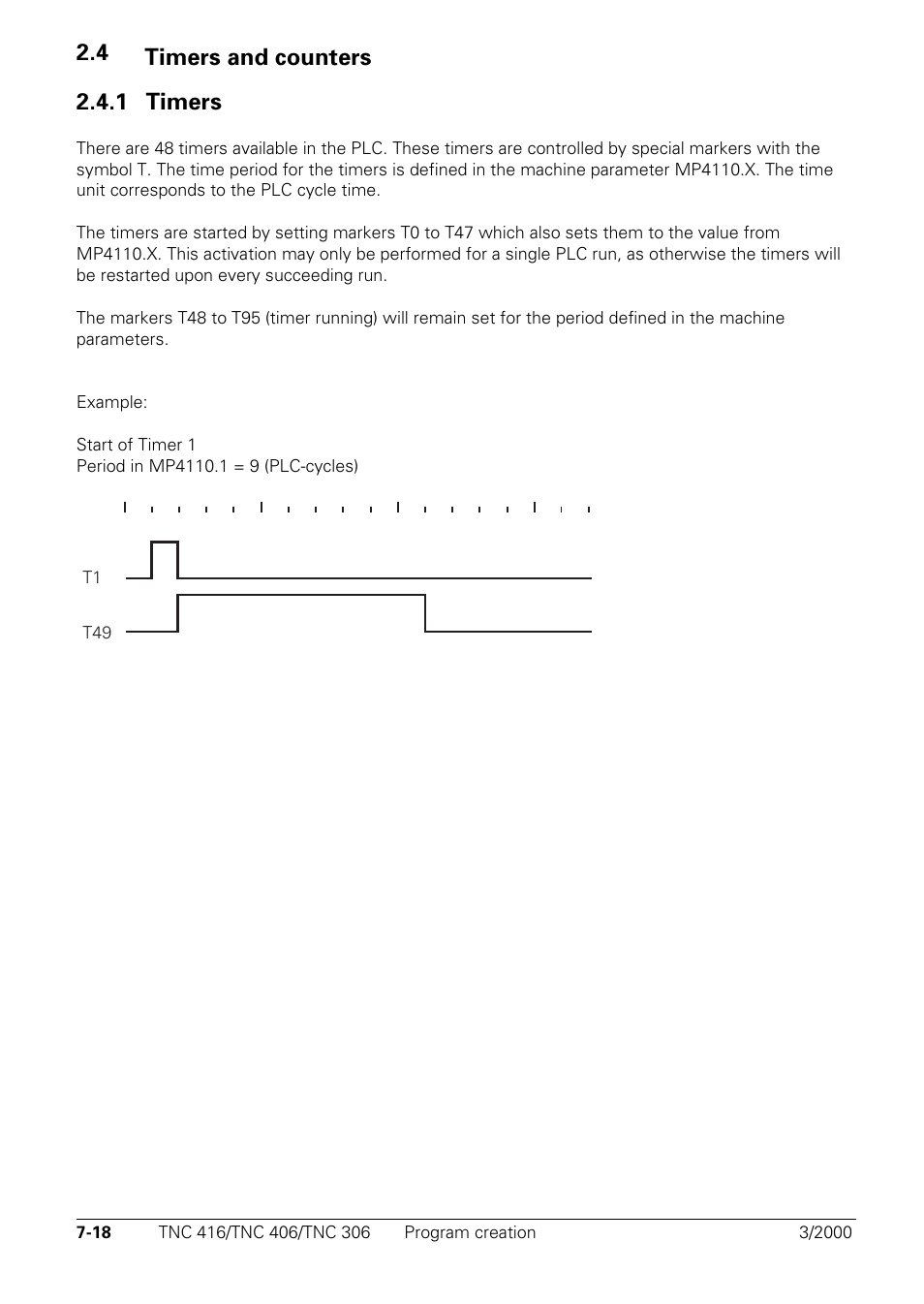 Timers and counters, Timers, 4 timers and counters 2.4.1 timers | HEIDENHAIN TNC 306 Technical Manual User Manual | Page 308 / 510