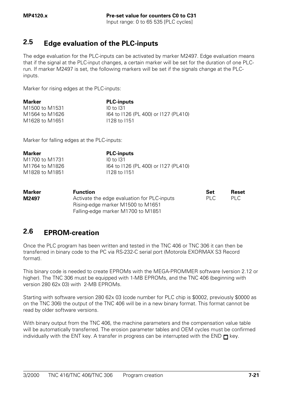 Edge evaluation of the plc-inputs, Eprom-creation, 5 edge evaluation of the plc-inputs | 6 eprom-creation | HEIDENHAIN TNC 306 Technical Manual User Manual | Page 311 / 510