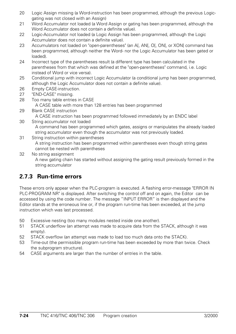 Run-time errors, 3 run-time errors | HEIDENHAIN TNC 306 Technical Manual User Manual | Page 314 / 510