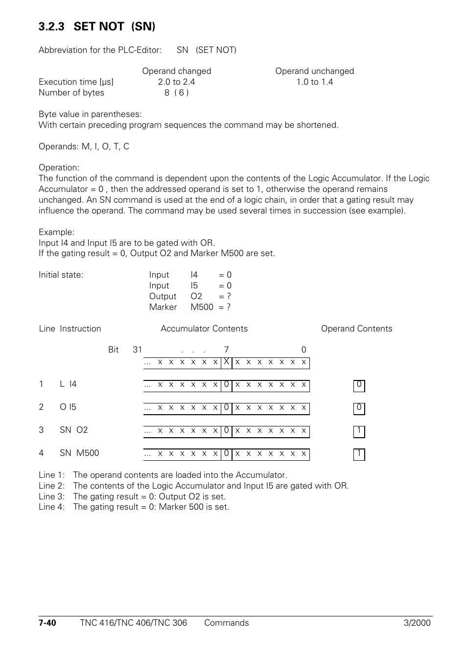 Set not (sn), 3 set not (sn) sn | HEIDENHAIN TNC 306 Technical Manual User Manual | Page 330 / 510
