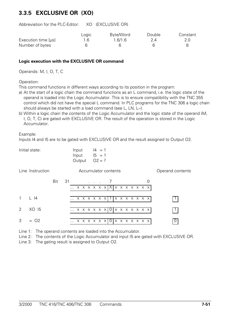 Exclusive or (xo), 5 exclusive or (xo) | HEIDENHAIN TNC 306 Technical Manual User Manual | Page 341 / 510