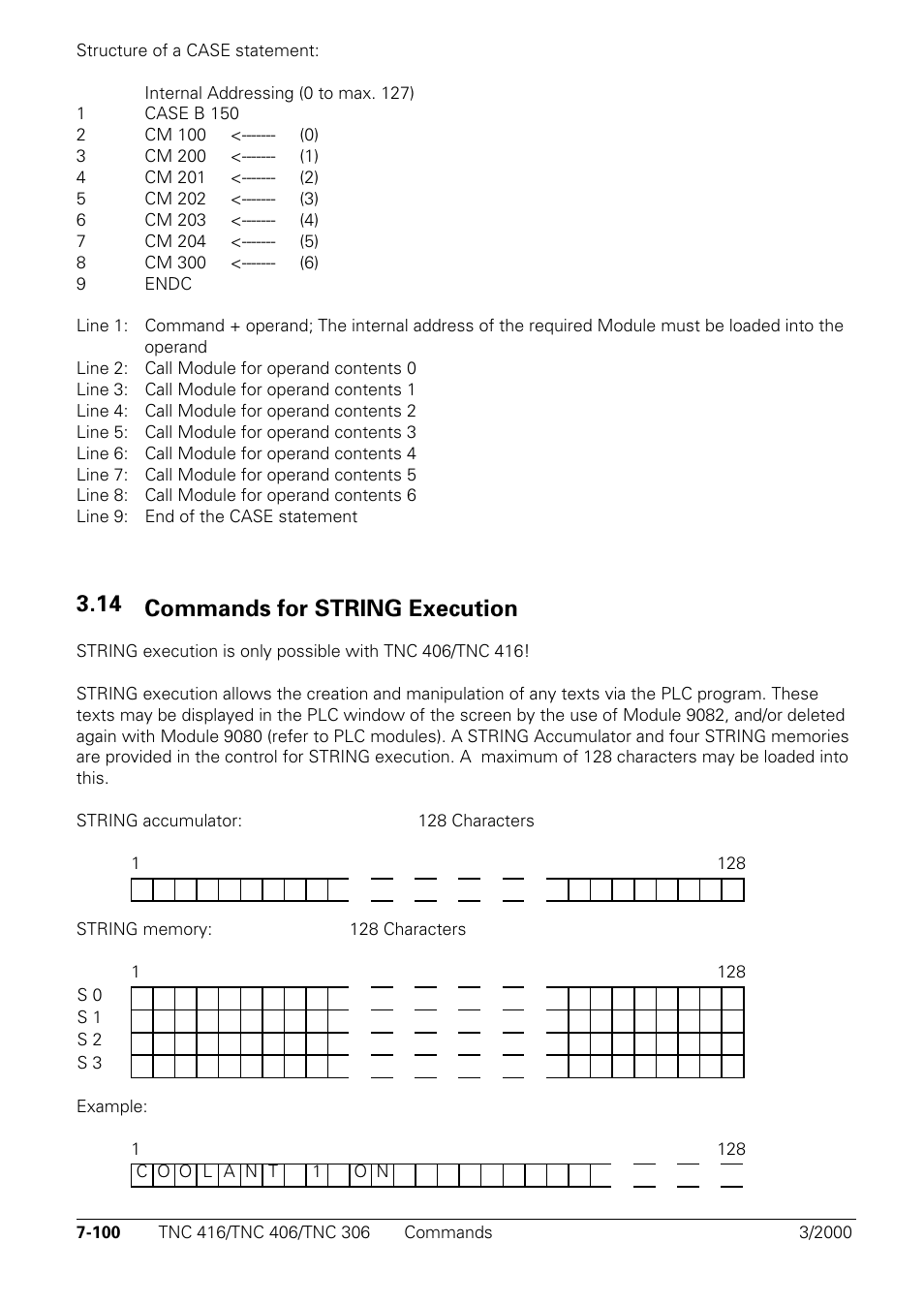 Commands for string execution, 14 commands for string execution | HEIDENHAIN TNC 306 Technical Manual User Manual | Page 390 / 510
