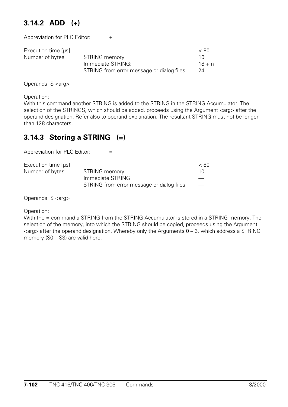 2 add (+), 3 storing a string (=) | HEIDENHAIN TNC 306 Technical Manual User Manual | Page 392 / 510
