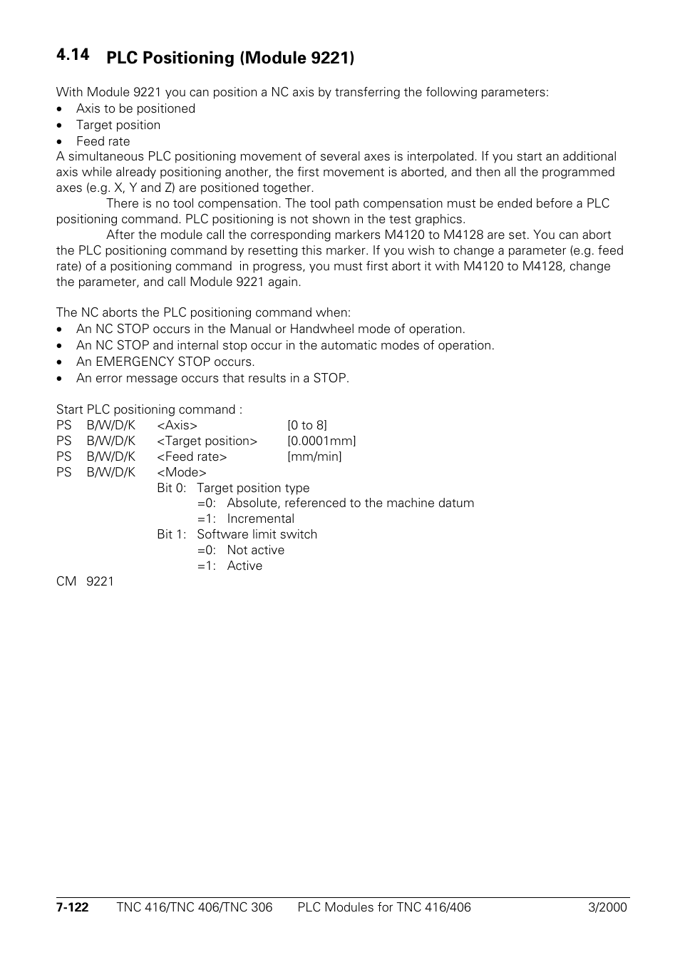Plc positioning (module 9221) | HEIDENHAIN TNC 306 Technical Manual User Manual | Page 412 / 510
