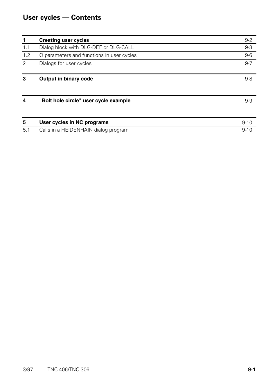 Oem cycles, User cycles — contents 9 | HEIDENHAIN TNC 306 Technical Manual User Manual | Page 456 / 510