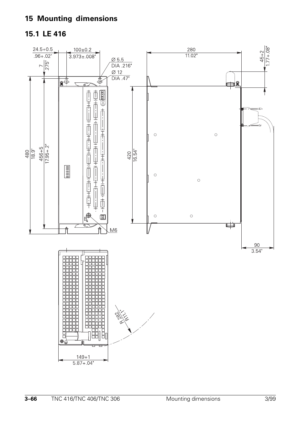 15 mounting dimensions, 1 le 416 | HEIDENHAIN TNC 306 Technical Manual User Manual | Page 81 / 510