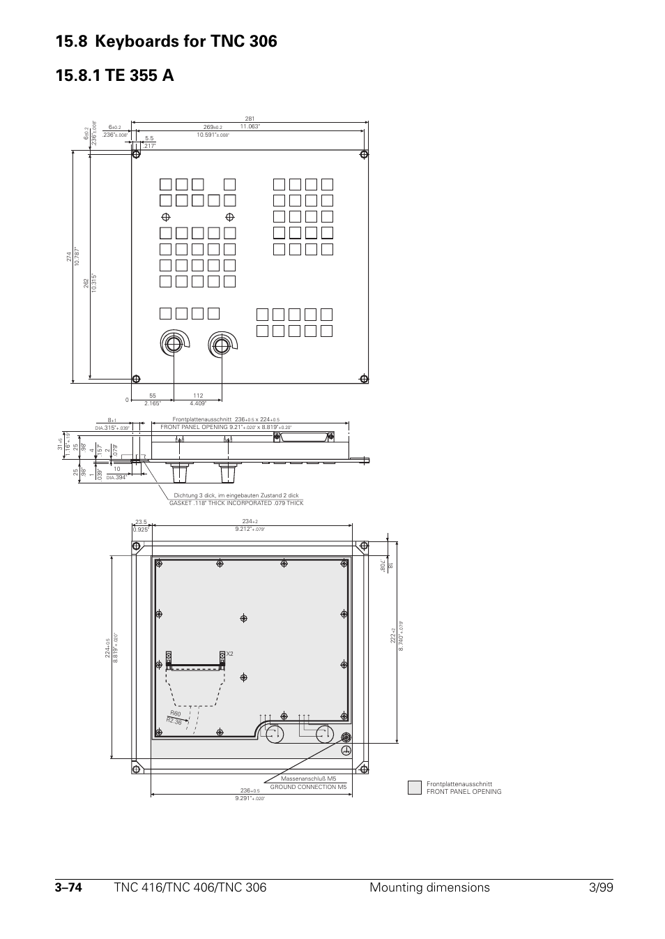 8 keyboards for tnc 306, Te 355 a | HEIDENHAIN TNC 306 Technical Manual User Manual | Page 89 / 510