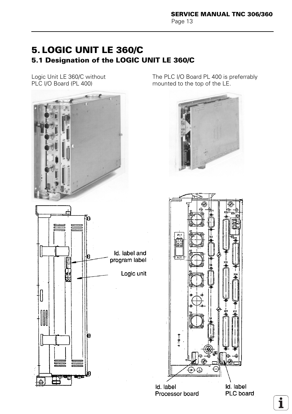 Logic unit le 360/c, Designation of the logic unit le 360/c | HEIDENHAIN TNC 306 Service Manual User Manual | Page 17 / 157
