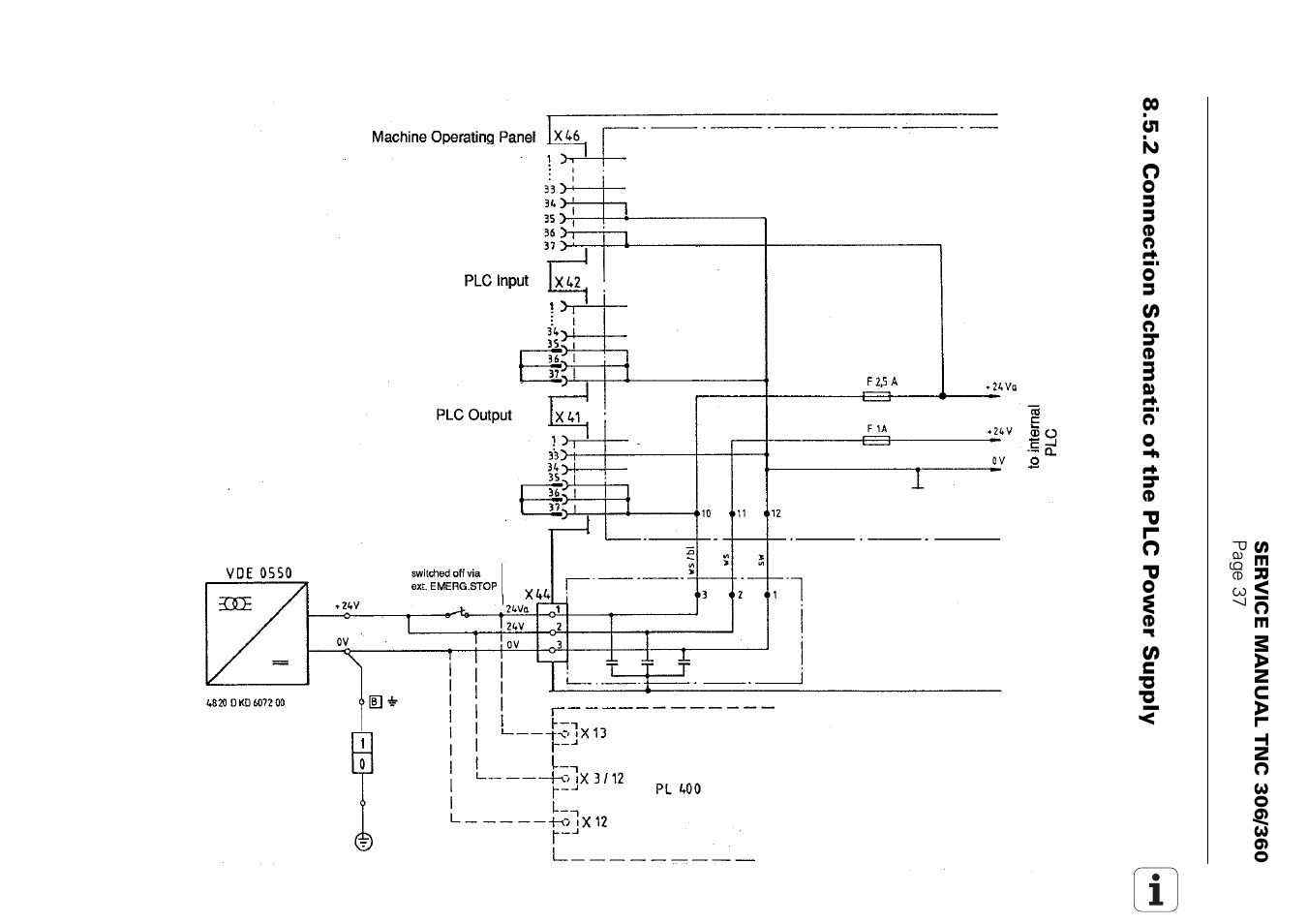 2 connection schematic of the plc power supply | HEIDENHAIN TNC 306 Service Manual User Manual | Page 41 / 157