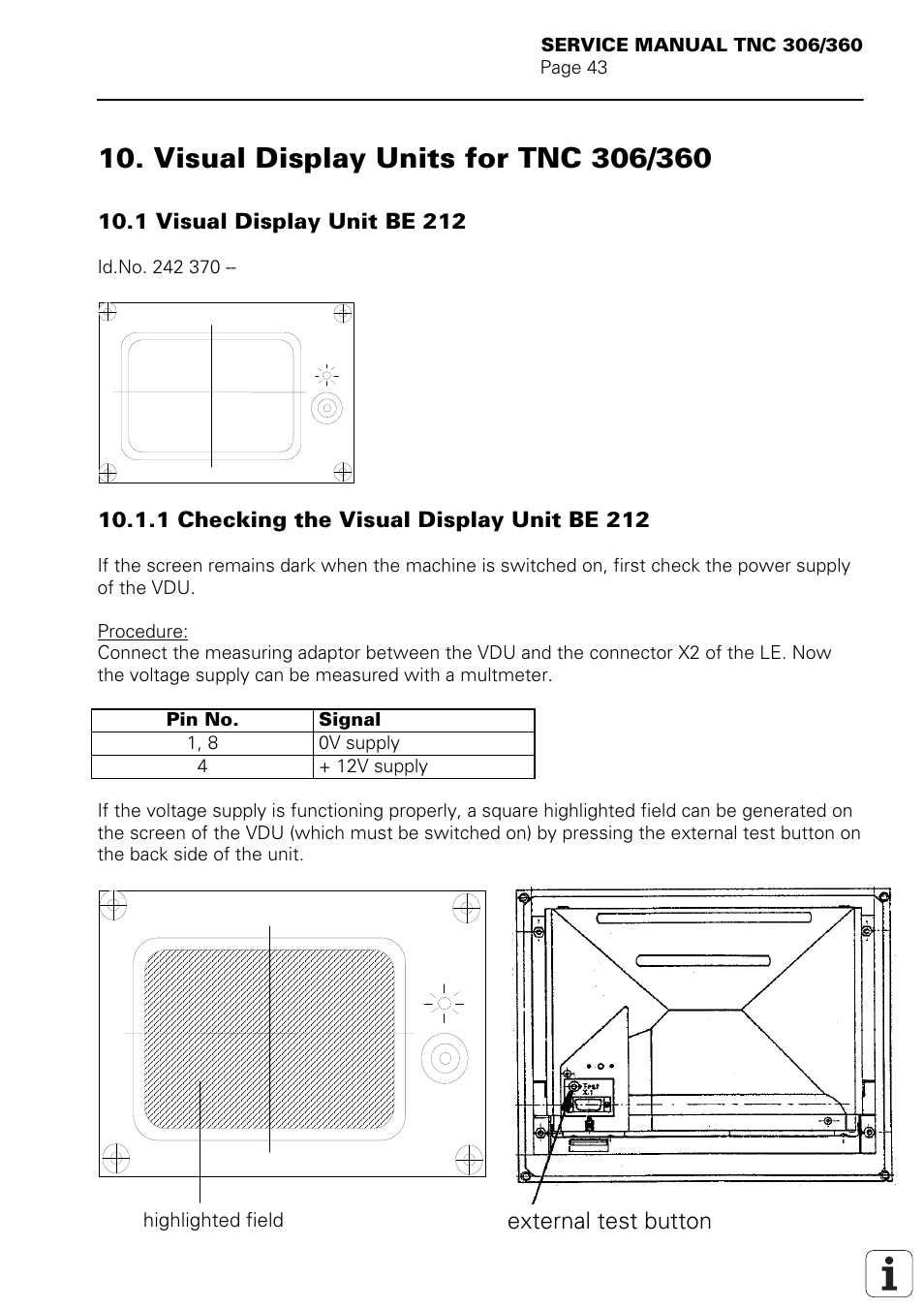 External test button | HEIDENHAIN TNC 306 Service Manual User Manual | Page 50 / 157