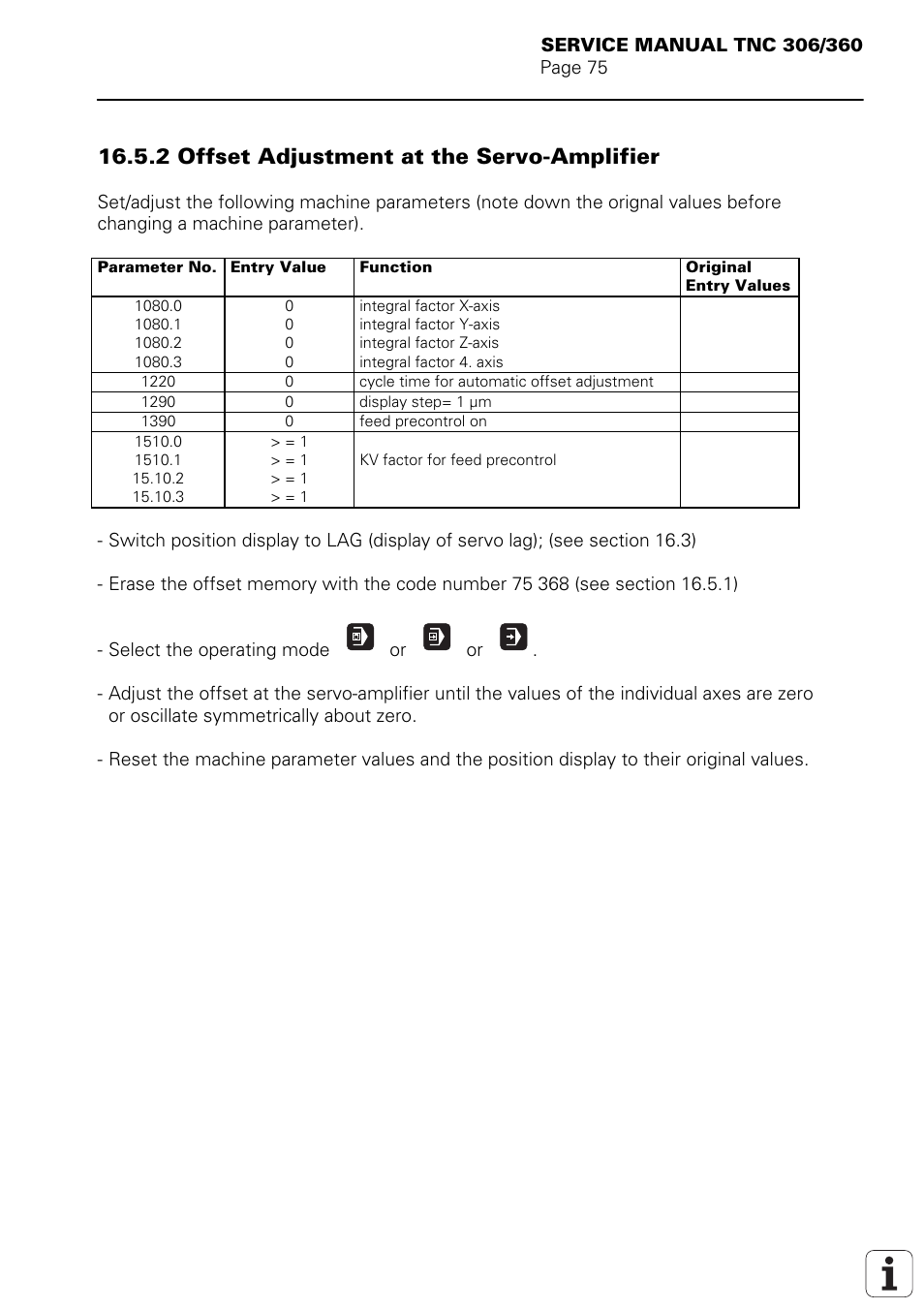 2 offset adjustment at the servo-amplifier | HEIDENHAIN TNC 306 Service Manual User Manual | Page 82 / 157