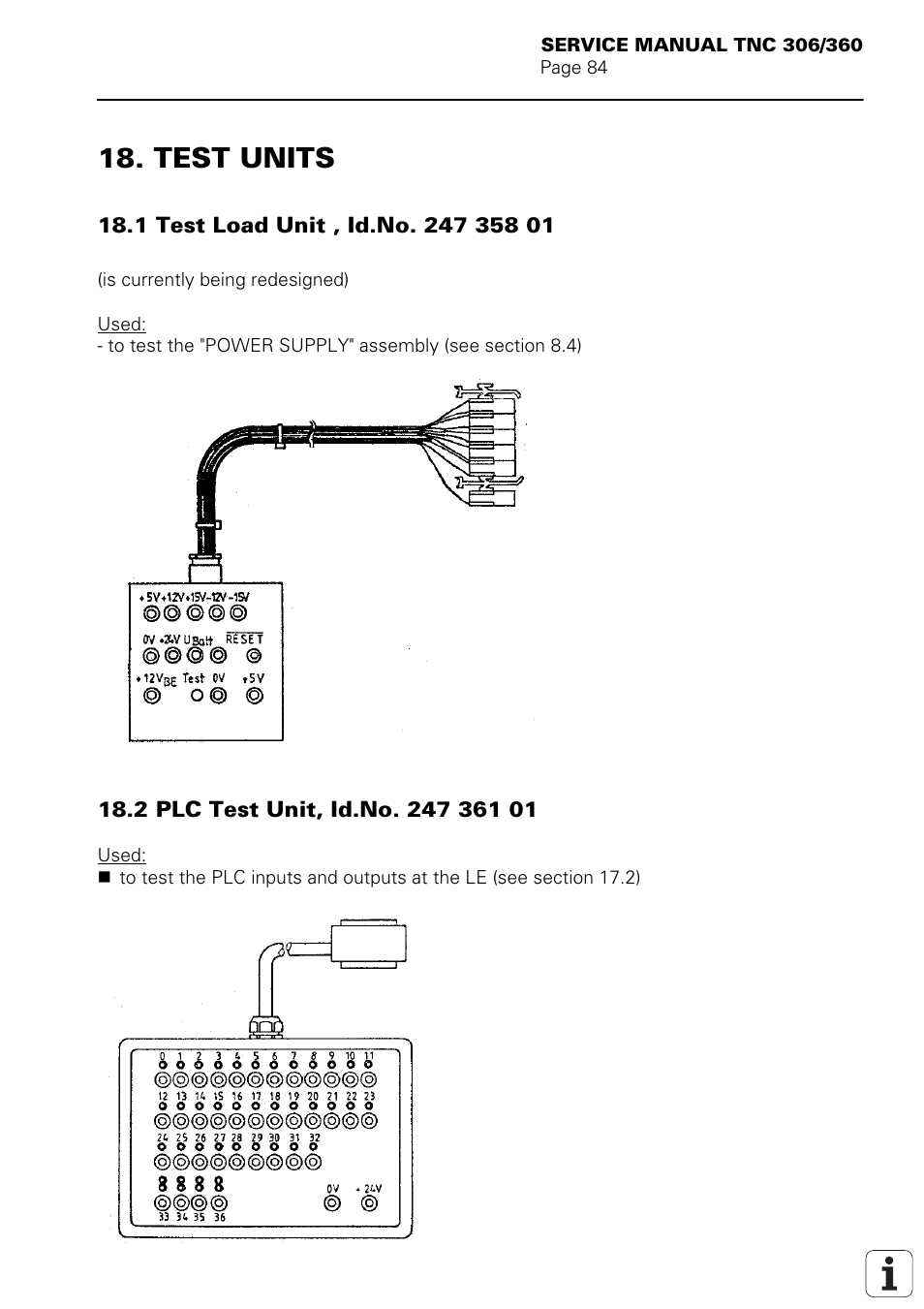 Test units 18.1 test load unit 18.2 plc test unit, Test units | HEIDENHAIN TNC 306 Service Manual User Manual | Page 91 / 157